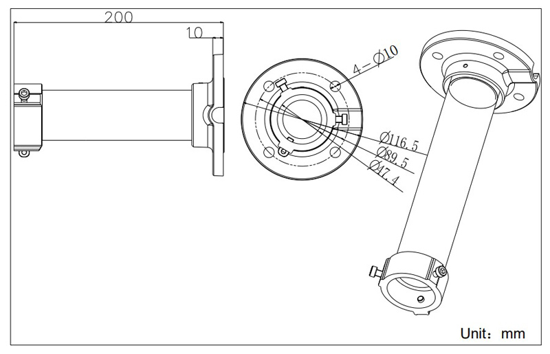 HIKVISION HIWATCH βάση κάμερας DS-1661ZJ, μεταλλική, λευκή - Image 2