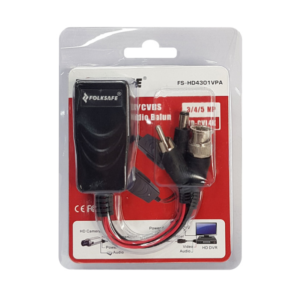 Alternative view of FOLKSAFE video & power balun transmitter FS-HD4301VPA, 4K, audio, RJ45