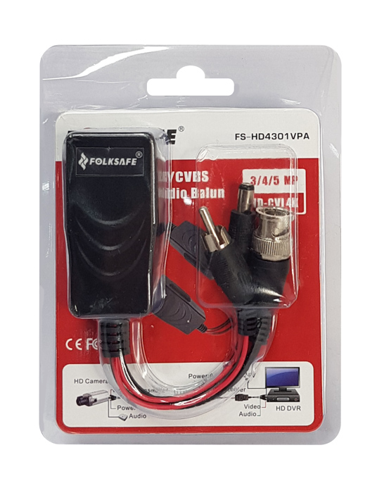 FOLKSAFE video & power balun transmitter FS-HD4301VPA, 4K, audio, RJ45 - Image 2