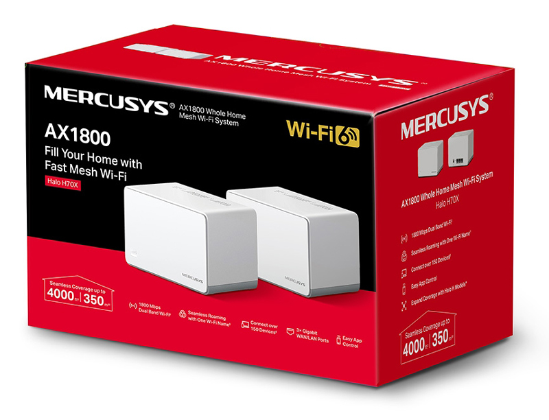MERCUSYS Mesh Wi-Fi 6 System Halo H70X, 1.8Gbps Dual Band, 2τμχ, Ver 1.0 - Image 3