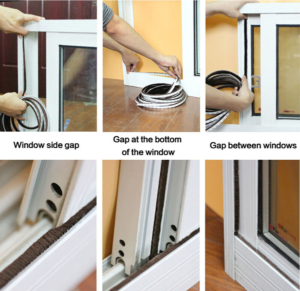 HOME USE Αυτοκόλλητη μονωτική ταινία HUH-0086 για παράθυρα, 7x6mm, 5m, καφέ - Image 2