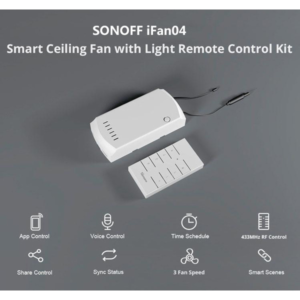 Alternative view of SONOFF smart διακόπτης ανεμιστήρα οροφής IFAN04 με RF χειριστήριο, Wi-Fi