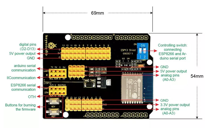 KEYESTUDIO ESP13 shield serial port module KS0366 για Arduino - Image 3