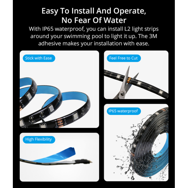 Alternative view of SONOFF smart LED καλωδιοταινία L2-5M, αδιάβροχη, RGB, WiFi & BT, 5m