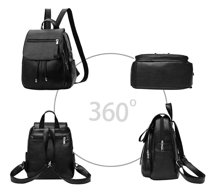 ROXXANI γυναικεία τσάντα πλάτης LBAG-0018, μαύρη - Image 3