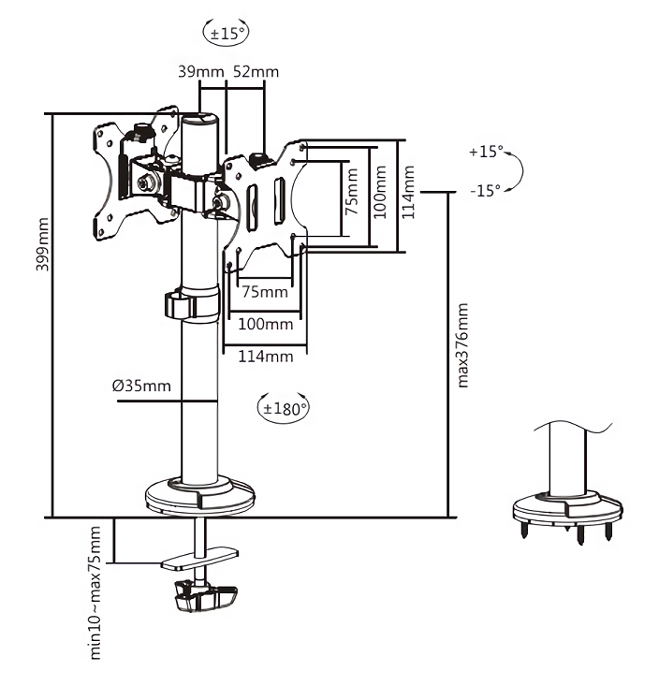 BRATECK βάση γραφείου για 2x οθόνες LDT40-G02, 17-32", έως 8kg - Image 5