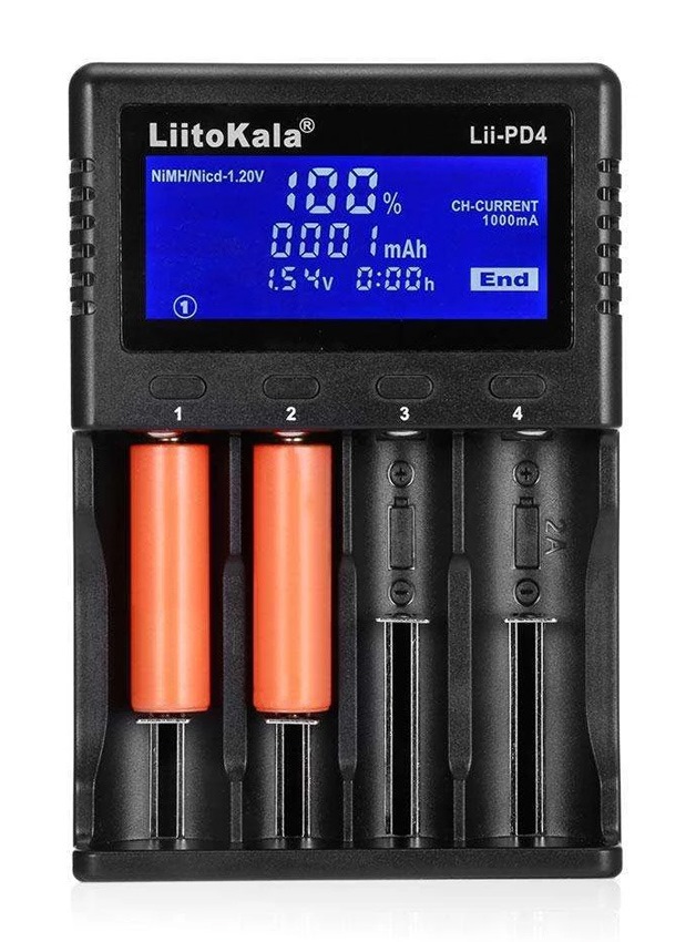 LIITOKALA φορτιστής LII-PD4 για μπαταρίες NiMH/CD, Li-Ion, IMR, 4 slots - Image 2