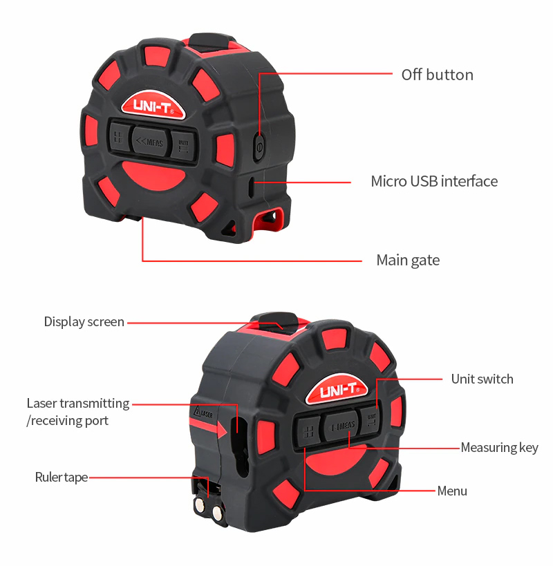 UNI-T ψηφιακό μέτρο laser LM60T, έως 60m, m/ft/in, με μετροταινία 5m - Image 7