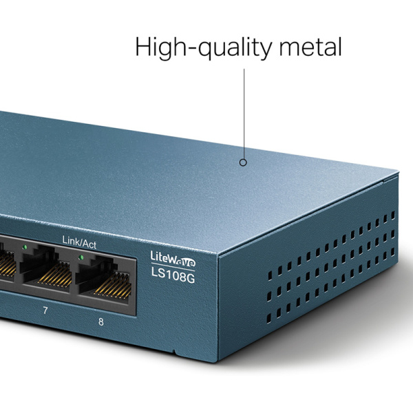 Alternative view of TP-LINK Desktop Switch LS108G, 8-port 10/100/1000Mbps, Ver. 1.0