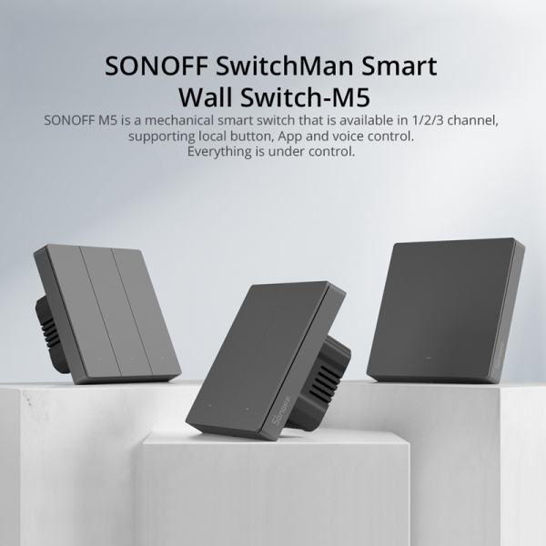 Alternative view of SONOFF smart διακόπτης M5-1C-86, μονός, WiFi, γκρι