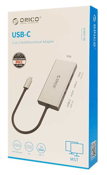 ORICO docking station MC-U501P, 5 θυρών, USB-C σύνδεση, 60W PD, 4K, γκρι - Image 7