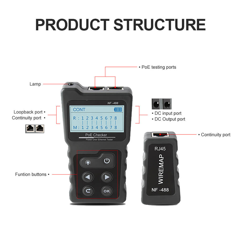 NOYAFA tester καλωδίων δικτύου NF-488 για RJ45 PoE - Image 4