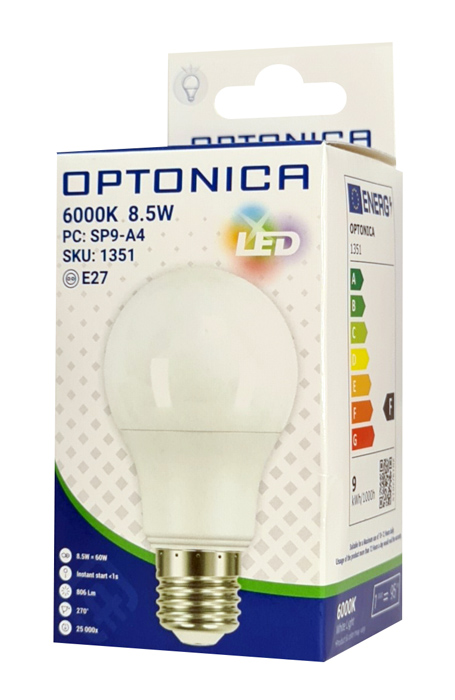 OPTONICA LED λάμπα A60 1351, 8.5W, 6000K, E27, 806lm - Image 3