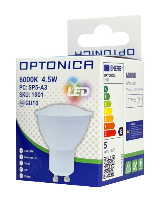 OPTONICA LED λάμπα spot 1901, 4.5W, 6000K, GU10, 320lm - Image 3