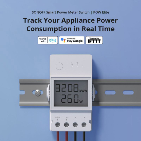 Alternative view of SONOFF smart διακόπτης παρακολούθησης ισχύος POWR320D, Wi-Fi, 20A