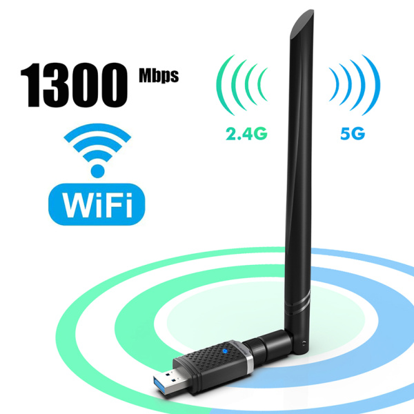 Alternative view of POWERTECH ασύρματος USB αντάπτορας δικτύου PT-1132, 1300Mbps, 2.4/5GHz