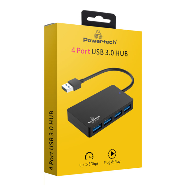 Alternative view of POWERTECH USB hub PT-1145, 4x θυρών, 5Gbps, USB σύνδεση, μαύρο
