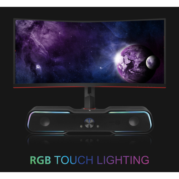 Alternative view of POWERTECH gaming soundbar PT-974, 10W RMS, Bluetooth, 3.5mm, RGB, μαύρο