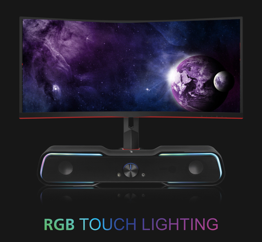 POWERTECH gaming soundbar PT-974, 10W RMS, Bluetooth, 3.5mm, RGB, μαύρο - Image 2