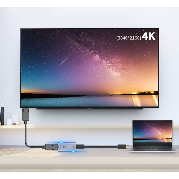 Alternative view of POWERTECH αντάπτορας USB-C σε DisplayPort PTH-097, 4K/60Hz, γκρι