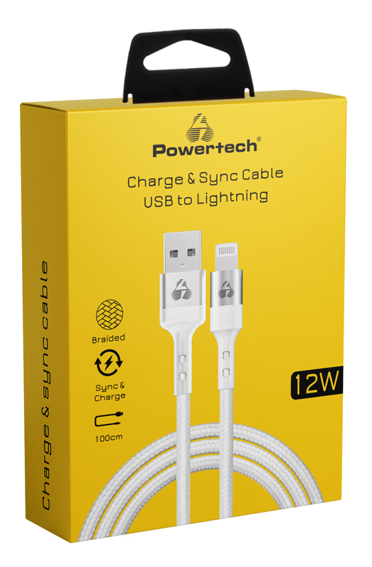 POWERTECH καλώδιο USB σε Lightning PTR-0126, 12W, copper, 1m, λευκό - Image 2