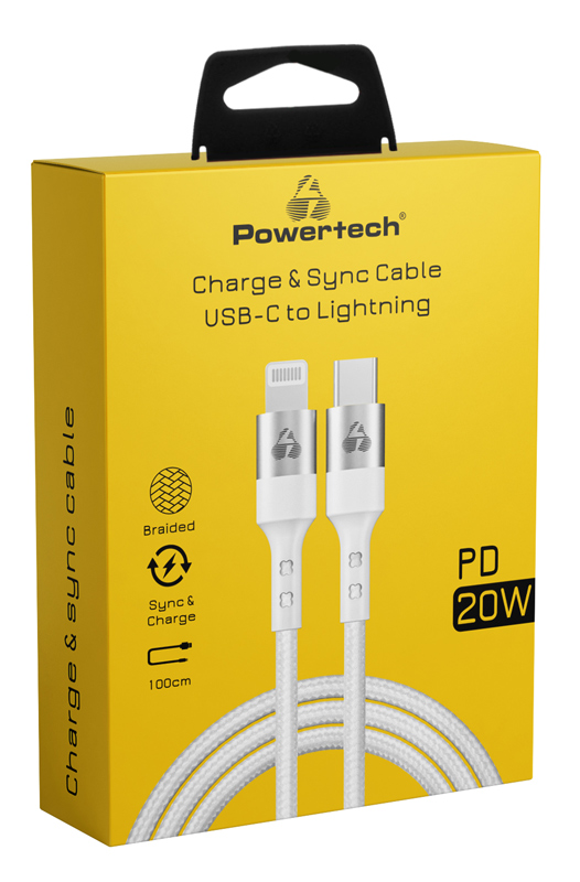 POWERTECH καλώδιο USB-C σε Lightning PTR-0127, PD 20W, copper, 1m, λευκό - Image 2