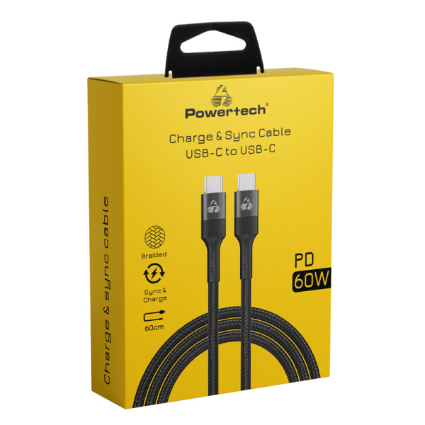 Alternative view of POWERTECH καλώδιο USB-C PTR-0131, PD 60W, copper, 60cm, μαύρο