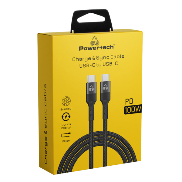 Alternative view of POWERTECH καλώδιο USB-C PTR-0132, PD 100W, copper, 1m, μαύρο