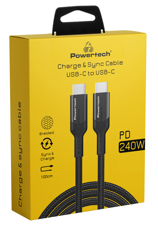 POWERTECH καλώδιο USB-C PTR-0140, PD 240W 5A, copper, 1m, μαύρο - Image 2