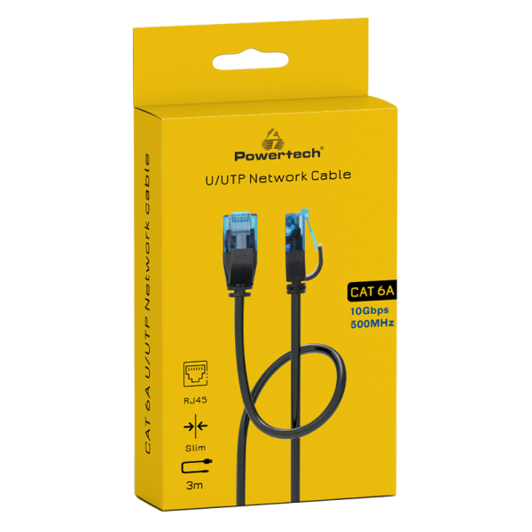Alternative view of POWERTECH καλώδιο δικτύου PTR-0144 Cat 6a U/UTP, copper, slim, 3m, μαύρο