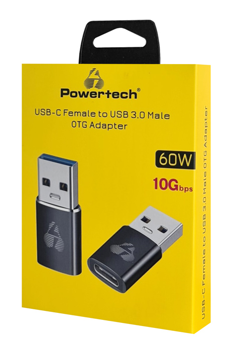 POWERTECH αντάπτορας USB 3.0 σε USB-C PTR-0147, 10 Gbps, 60W, γκρι - Image 2