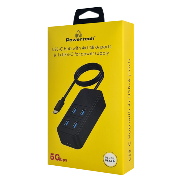 Alternative view of POWERTECH USB 3.2 hub PTR-0156 4x θυρών, 5Gbps, USB-C σύνδεση, 1m, μαύρο