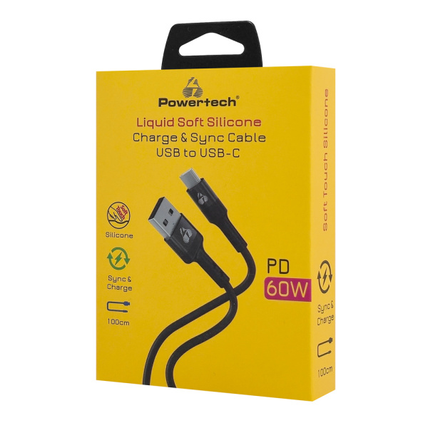 Alternative view of POWERTECH καλώδιο USB-C σε USB PTR-0161, σιλικόνης, 60W, 480Mbps, 1m, μαύρο