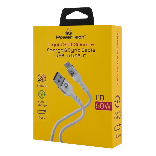 Alternative view of POWERTECH καλώδιο USB-C σε USB PTR-0162, σιλικόνης, 60W, 480Mbps, 1m, λευκό