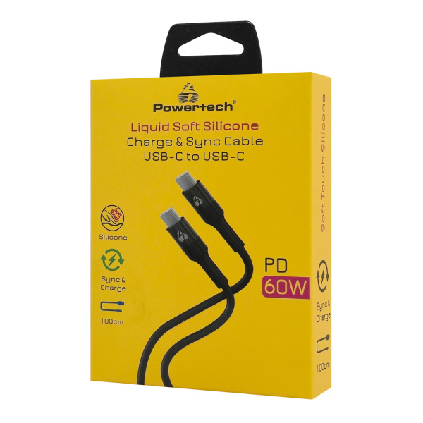Alternative view of POWERTECH καλώδιο USB-C PTR-0163, σιλικόνης, 60W, 480Mbps, 1m, μαύρο
