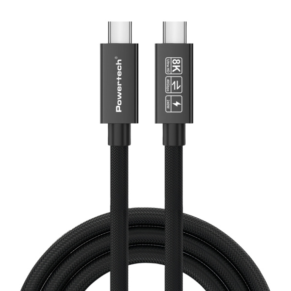 POWERTECH καλώδιο USB-C PTR-0165, USB4, 240W, 40Gbps, 8K/60Hz, 1m, μαύρο