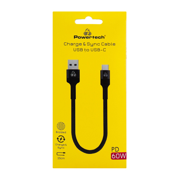 Alternative view of POWERTECH καλώδιο USB-C σε USB PTR-0166, 60W, 480Mbps, 25cm, μαύρο