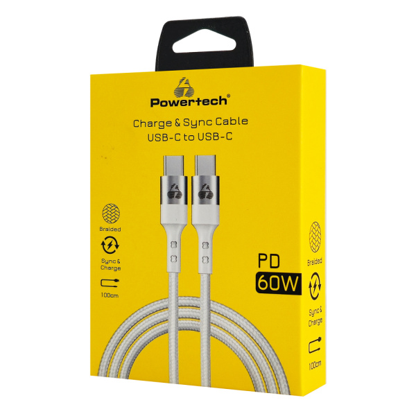Alternative view of POWERTECH καλώδιο USB-C σε USB-C PTR-0167, PD 60W, copper, 1m, λευκό