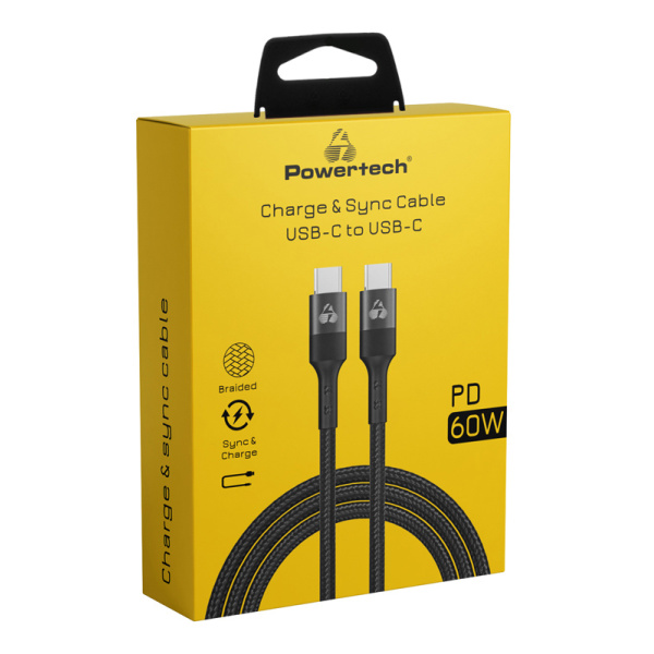 Alternative view of POWERTECH καλώδιο USB-C σε USB-C PTR-0168, PD 60W, copper, 1.5m, μαύρο