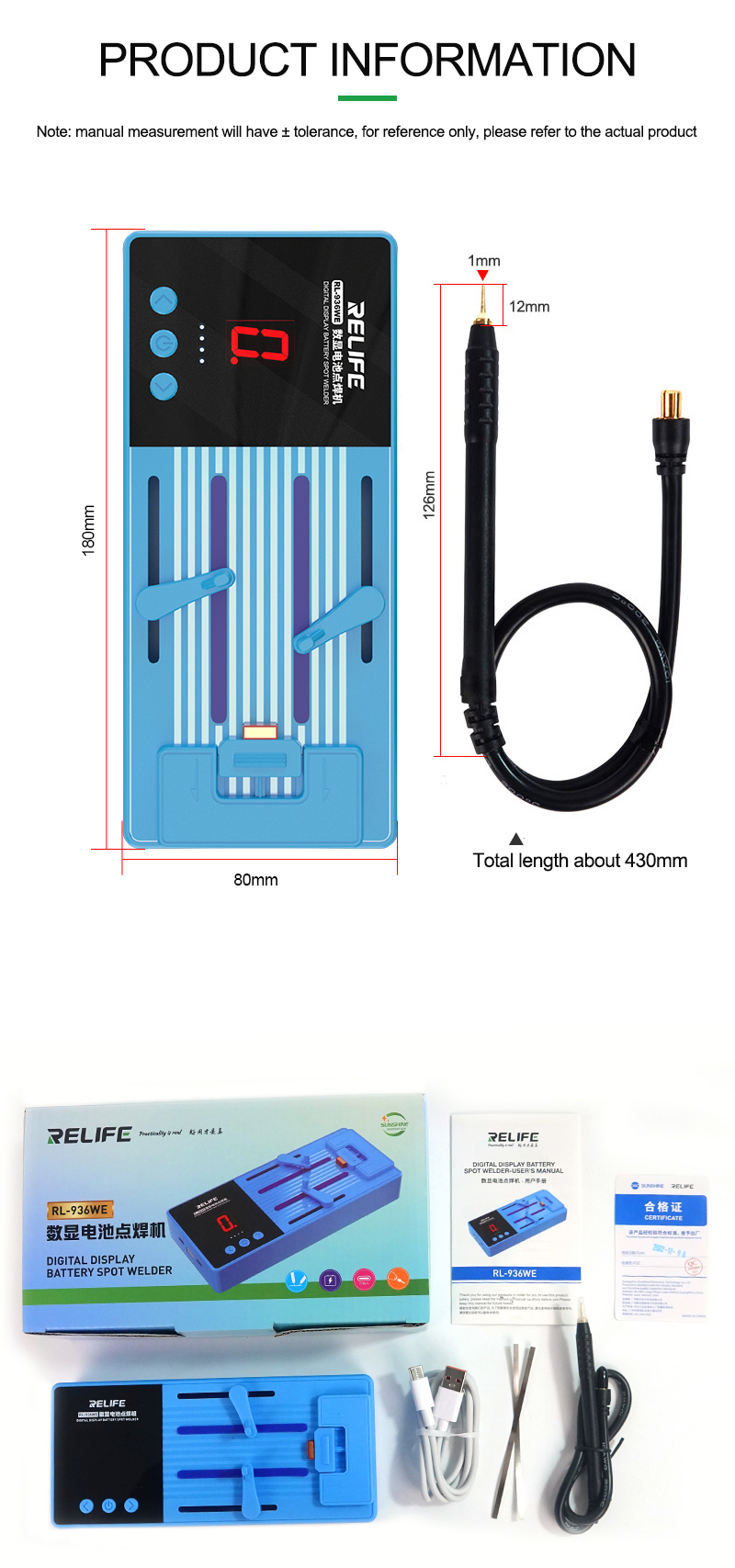 RELIFE ηλεκτροπόντα μπαταριών RL-936WE, 6 επίπεδα, 3200mAh - Image 4