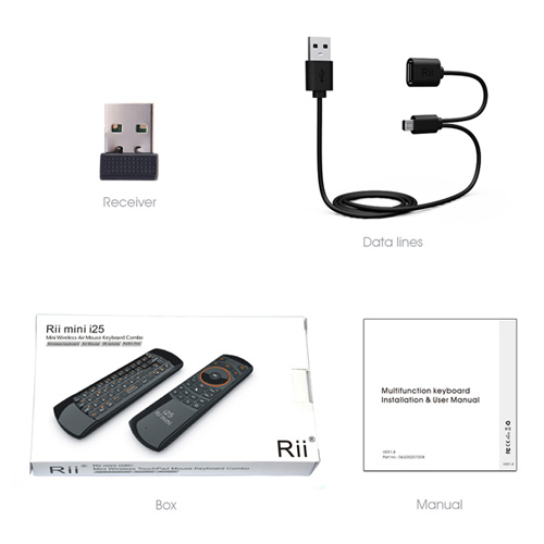 RIITEK τηλεχειριστήριο Mini i25 με πληκτρολόγιο & air mouse, 2.4GHz - Image 4