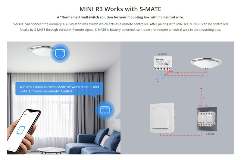 SONOFF smart διακόπτης S-MATE, 3 κανάλια, 16A, λευκός - Image 4