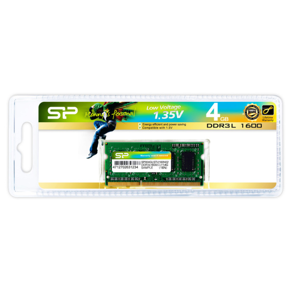 Alternative view of SILICON POWER Μνήμη DDR3L SODimm , 4GB, 1600MHz, PC3L-12800, CL11, 1.35v