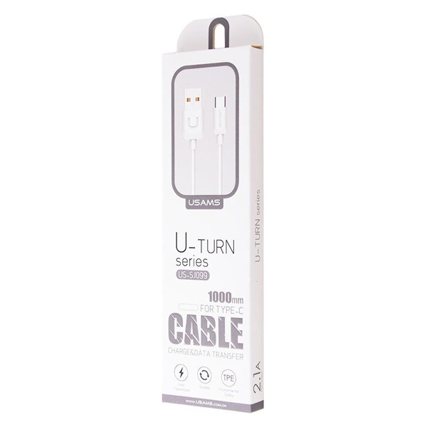 Alternative view of USAMS καλώδιο USB-C σε USB US-SJ099, 2.1A, 1m, λευκό
