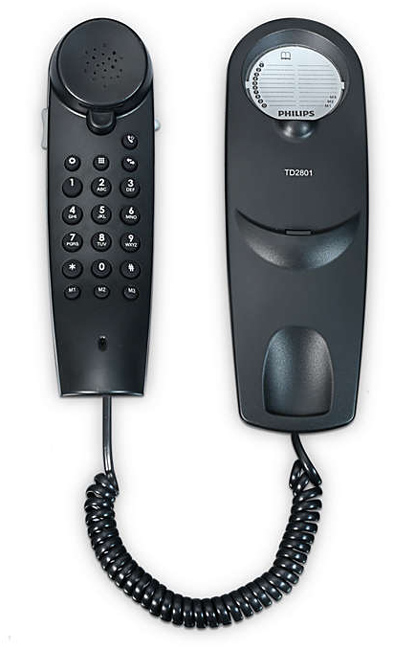 PHILIPS ενσύρματο τηλέφωνο TD2801B/00, επιτραπέζιο ή επιτοίχιο, μαύρο - Image 3