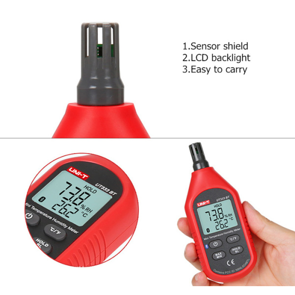 Alternative view of UNI-T ψηφιακό θερμόμετρο & υγρασιόμετρο UT333BT, Bluetooth