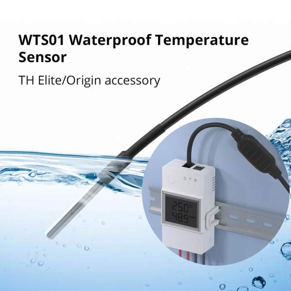 Alternative view of SONOFF καλώδιο με αισθητήρα θερμοκρασίας WTS01, αδιάβροχο, 1.5m, μαύρο