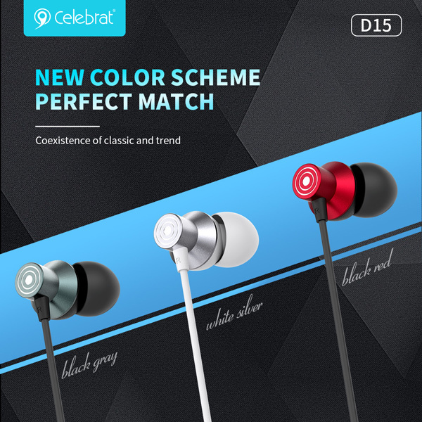 Alternative view of CELEBRAT earphones με μικρόφωνο D15, USB-C σύνδεση, Φ10mm, 1.2m, μαύρα