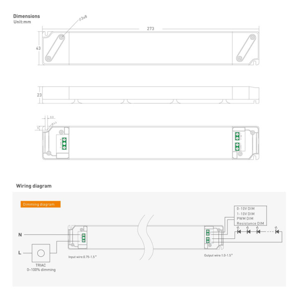 Alternative view of YSD τροφοδοτικό DC 100WUGP-12, 12VDC, 100W, 8.3A, IP20, dimmable