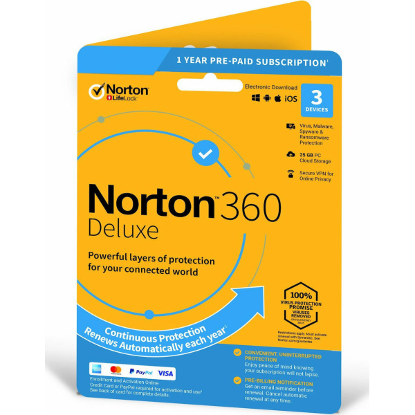Norton 360 without Subscription(3 Devices - 1 Year) Deluxe incl. 25GB Ηλεκτρονική Άδεια